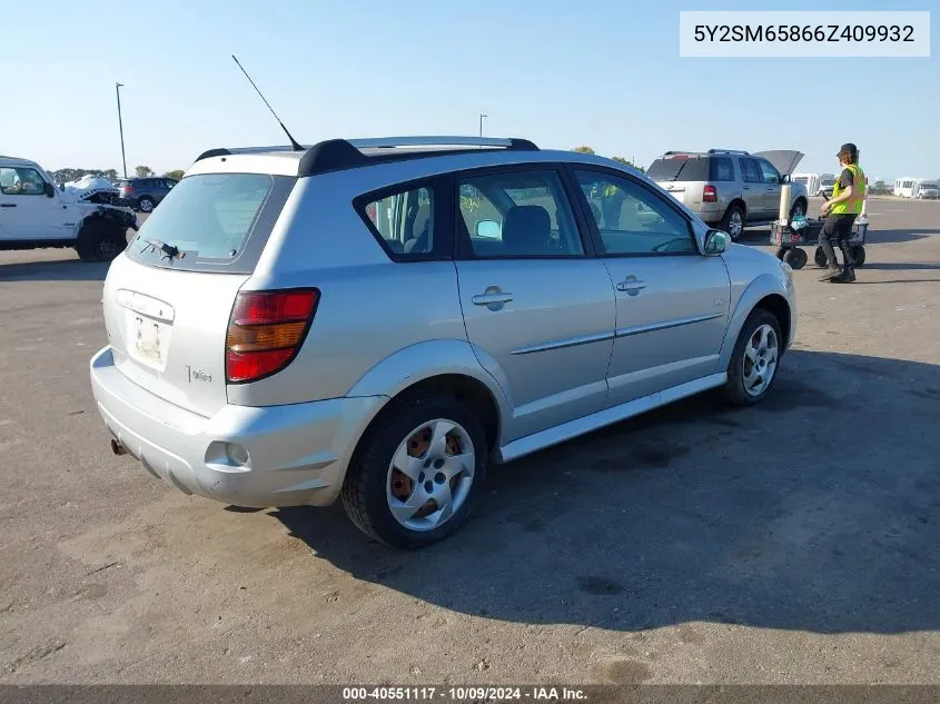 2006 Pontiac Vibe VIN: 5Y2SM65866Z409932 Lot: 40551117