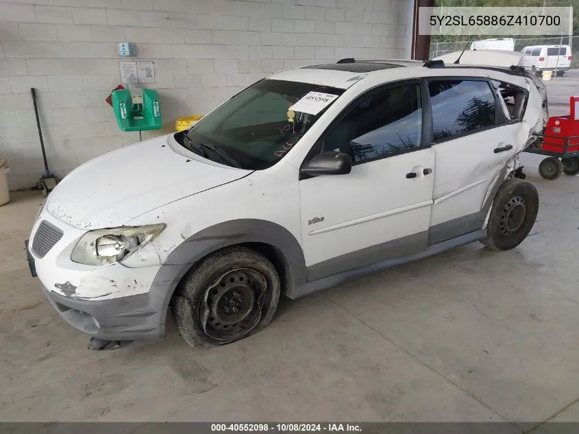 2006 Pontiac Vibe VIN: 5Y2SL65886Z410700 Lot: 40552098