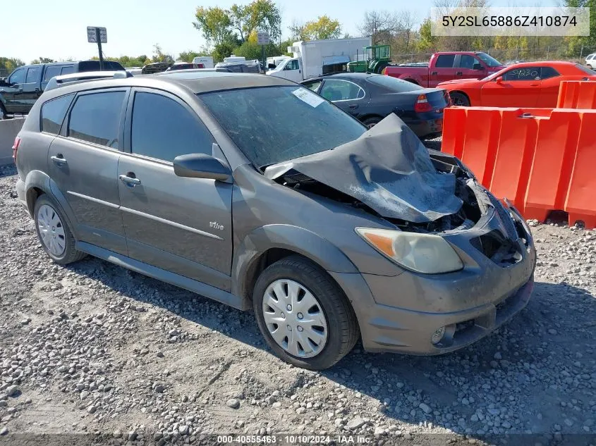 2006 Pontiac Vibe VIN: 5Y2SL65886Z410874 Lot: 40555463