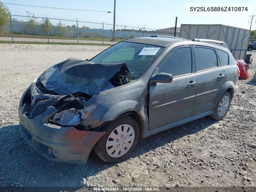 2006 Pontiac Vibe VIN: 5Y2SL65886Z410874 Lot: 40555463