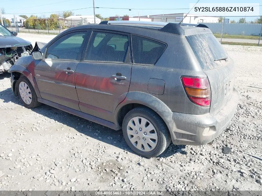 2006 Pontiac Vibe VIN: 5Y2SL65886Z410874 Lot: 40555463