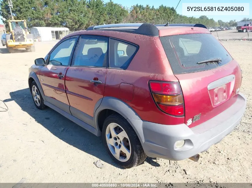 2006 Pontiac Vibe VIN: 5Y2SL65816Z405080 Lot: 40555893