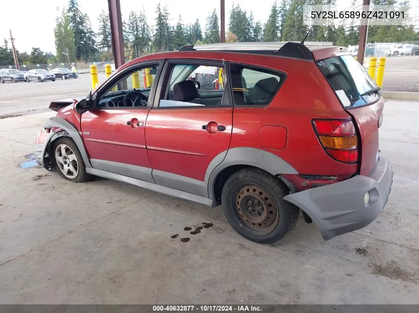 2006 Pontiac Vibe VIN: 5Y2SL65896Z421091 Lot: 40632877