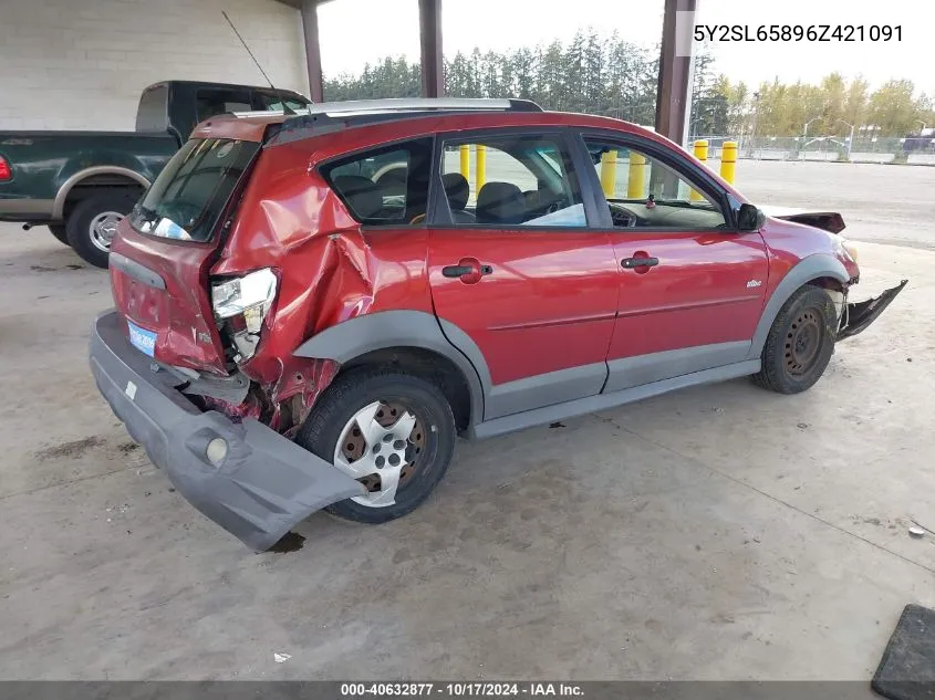 2006 Pontiac Vibe VIN: 5Y2SL65896Z421091 Lot: 40632877