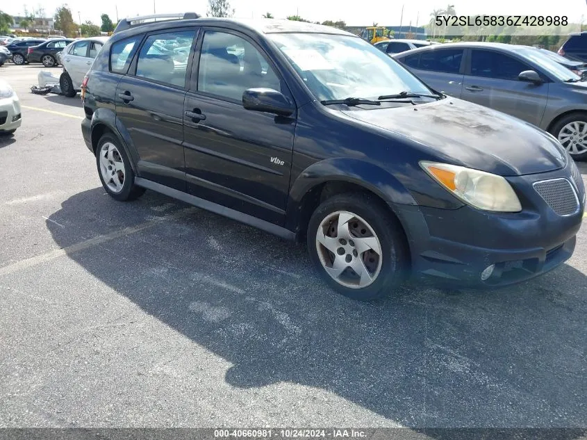 2006 Pontiac Vibe VIN: 5Y2SL65836Z428988 Lot: 40660981