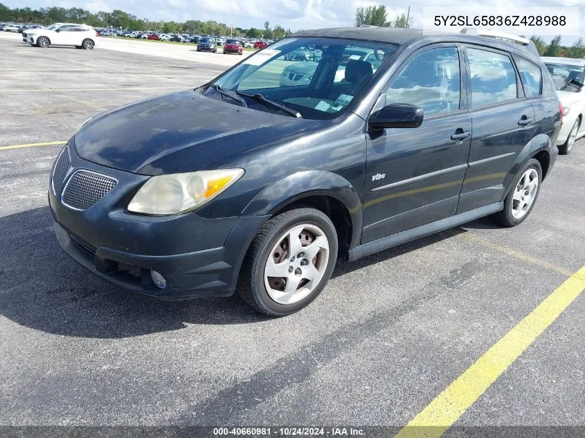 2006 Pontiac Vibe VIN: 5Y2SL65836Z428988 Lot: 40660981