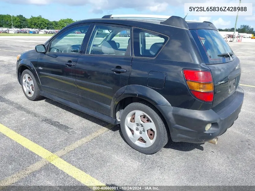 2006 Pontiac Vibe VIN: 5Y2SL65836Z428988 Lot: 40660981