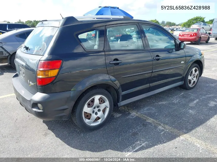 2006 Pontiac Vibe VIN: 5Y2SL65836Z428988 Lot: 40660981