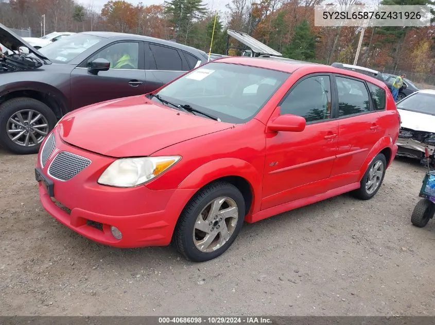 2006 Pontiac Vibe VIN: 5Y2SL65876Z431926 Lot: 40686098