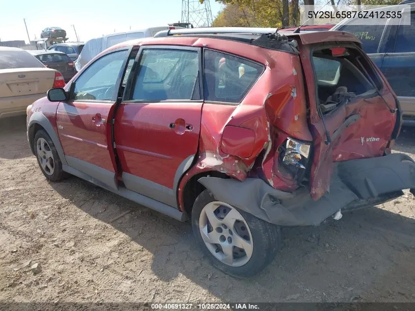 2006 Pontiac Vibe VIN: 5Y2SL65876Z412535 Lot: 40691327