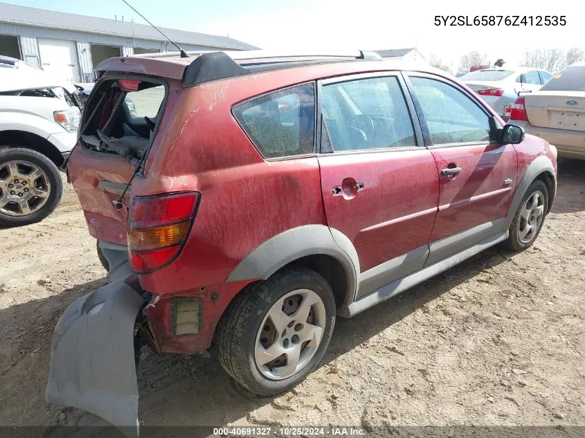 2006 Pontiac Vibe VIN: 5Y2SL65876Z412535 Lot: 40691327