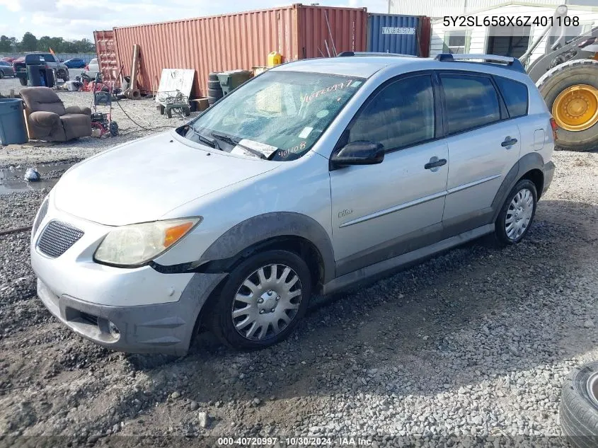 2006 Pontiac Vibe VIN: 5Y2SL658X6Z401108 Lot: 40720997