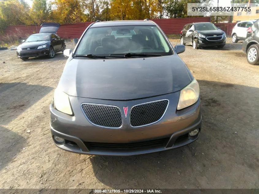 2006 Pontiac Vibe VIN: 5Y2SL65836Z437755 Lot: 40727935