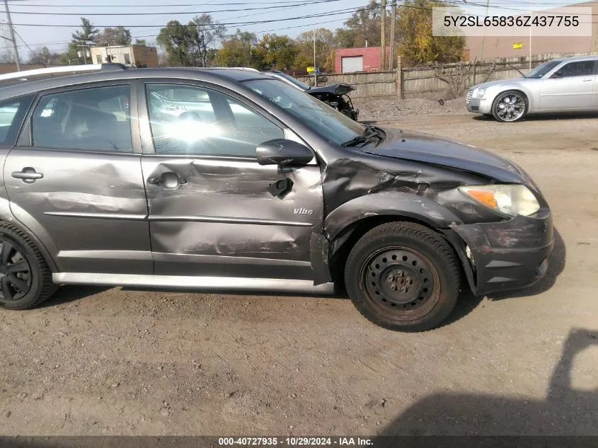 2006 Pontiac Vibe VIN: 5Y2SL65836Z437755 Lot: 40727935