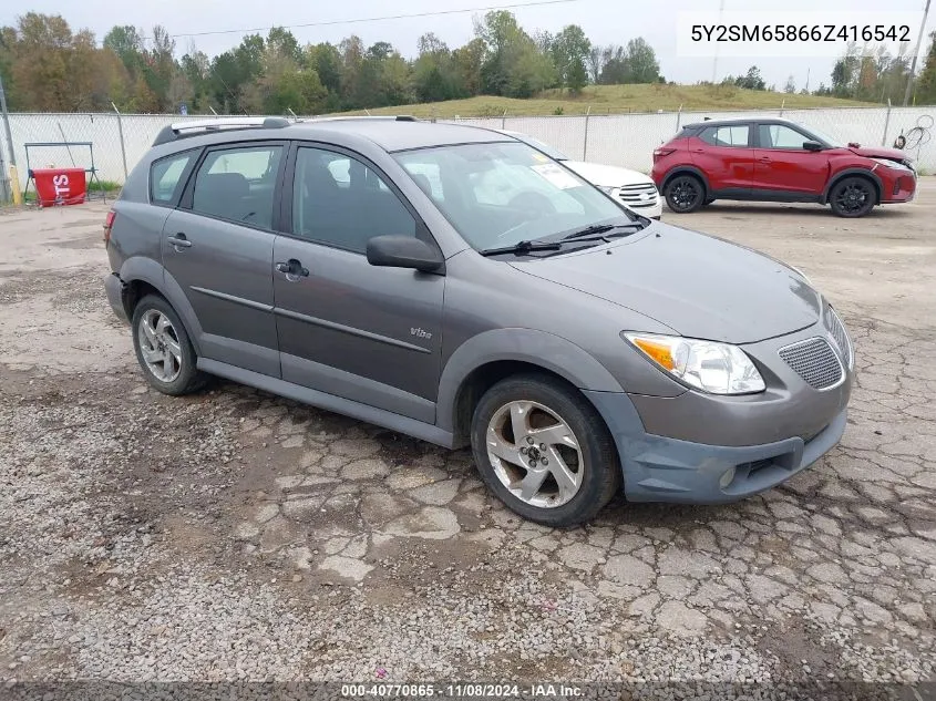 2006 Pontiac Vibe VIN: 5Y2SM65866Z416542 Lot: 40770865