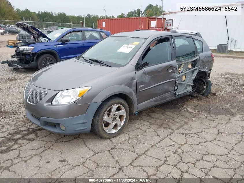 2006 Pontiac Vibe VIN: 5Y2SM65866Z416542 Lot: 40770865