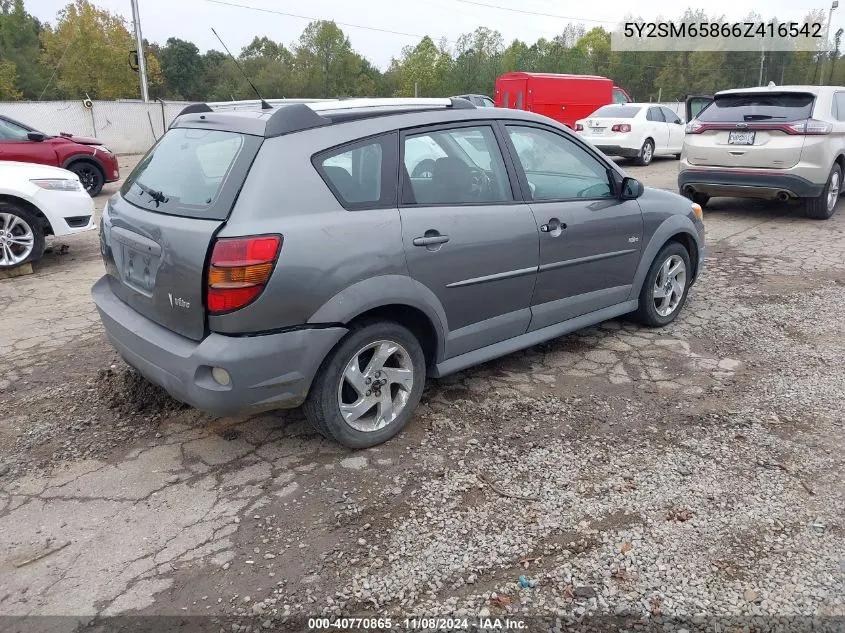 2006 Pontiac Vibe VIN: 5Y2SM65866Z416542 Lot: 40770865