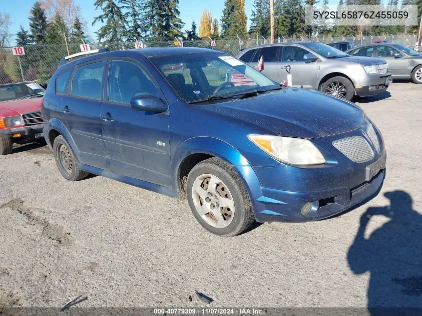 2006 Pontiac Vibe VIN: 5Y2SL65876Z455059 Lot: 40779309