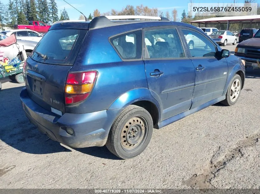 2006 Pontiac Vibe VIN: 5Y2SL65876Z455059 Lot: 40779309