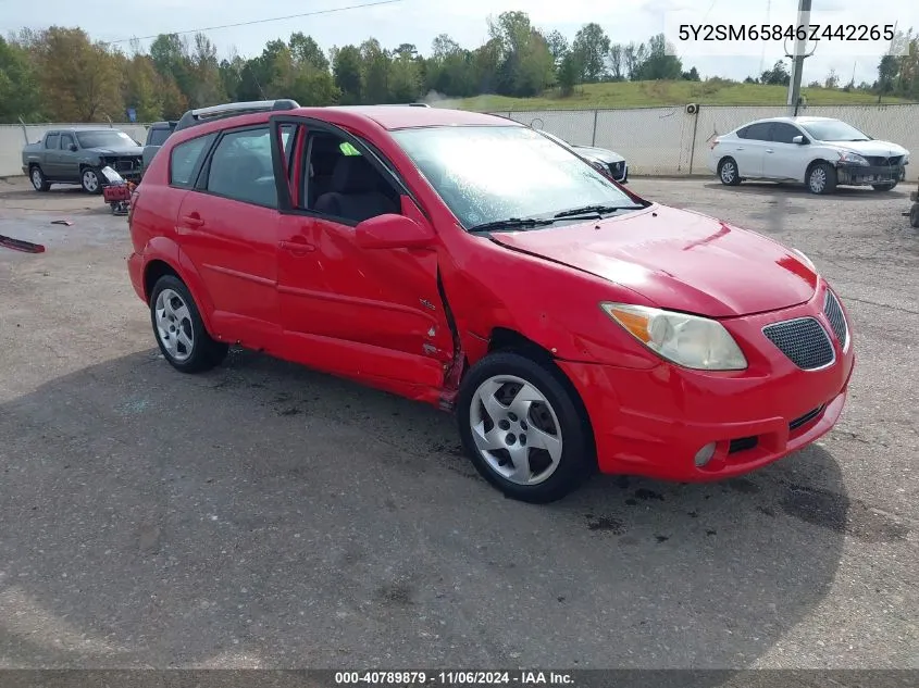 2006 Pontiac Vibe VIN: 5Y2SM65846Z442265 Lot: 40789879