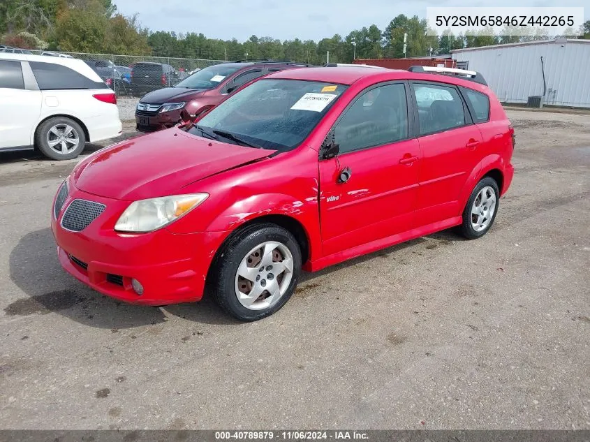 2006 Pontiac Vibe VIN: 5Y2SM65846Z442265 Lot: 40789879