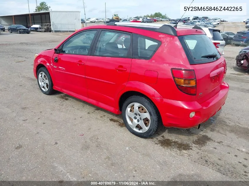 2006 Pontiac Vibe VIN: 5Y2SM65846Z442265 Lot: 40789879