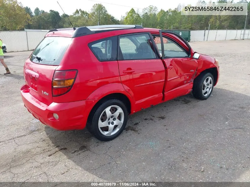 2006 Pontiac Vibe VIN: 5Y2SM65846Z442265 Lot: 40789879