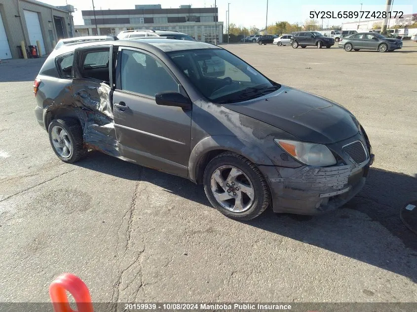 2007 Pontiac Vibe VIN: 5Y2SL65897Z428172 Lot: 20159939