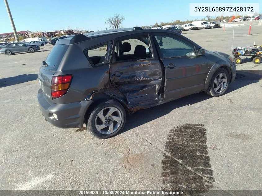 2007 Pontiac Vibe VIN: 5Y2SL65897Z428172 Lot: 20159939