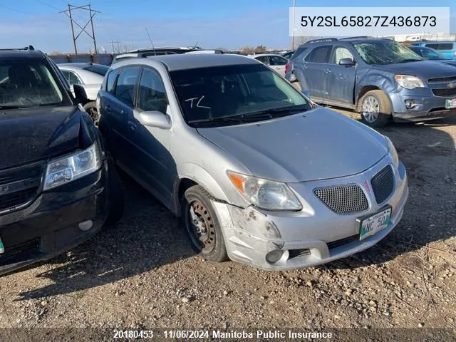 2007 Pontiac Vibe VIN: 5Y2SL65827Z436873 Lot: 20180453