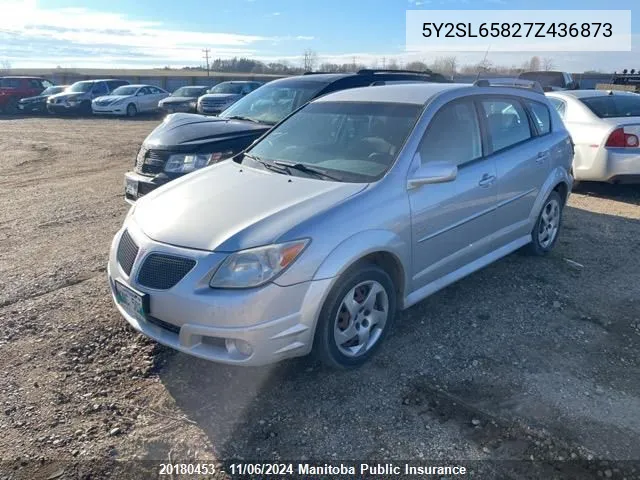 2007 Pontiac Vibe VIN: 5Y2SL65827Z436873 Lot: 20180453