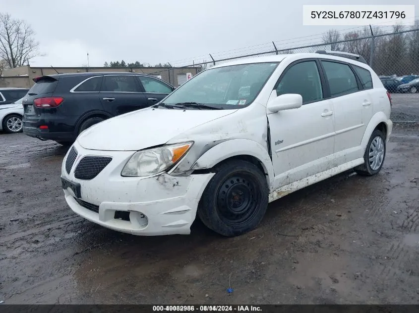 2007 Pontiac Vibe VIN: 5Y2SL67807Z431796 Lot: 40082986