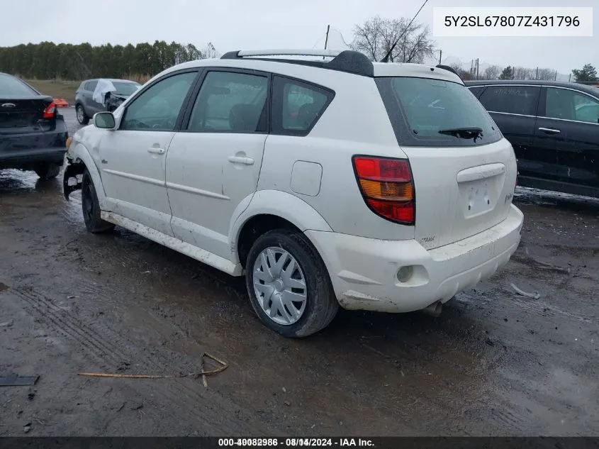 2007 Pontiac Vibe VIN: 5Y2SL67807Z431796 Lot: 40082986