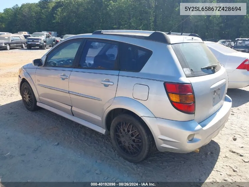 2007 Pontiac Vibe VIN: 5Y2SL65867Z428694 Lot: 40192898