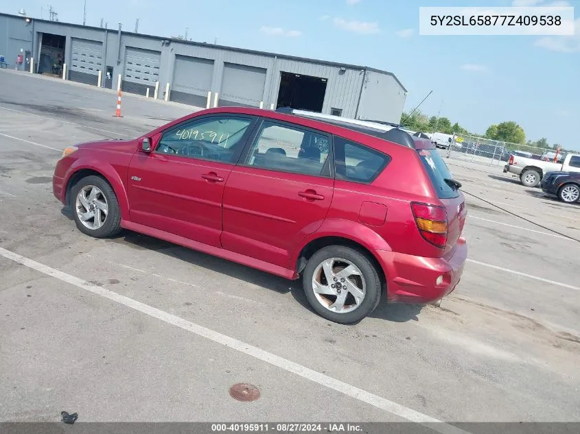 2007 Pontiac Vibe VIN: 5Y2SL65877Z409538 Lot: 40195911