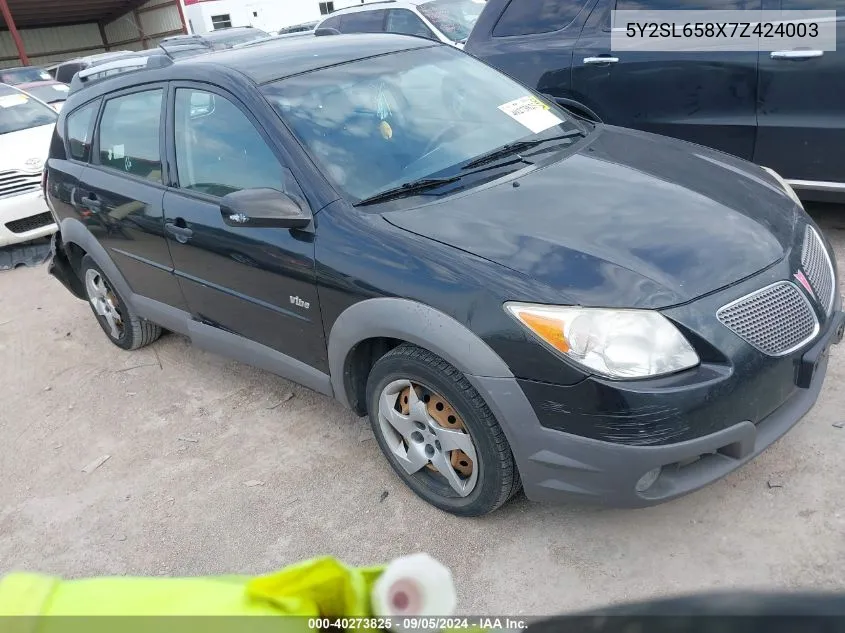 2007 Pontiac Vibe VIN: 5Y2SL658X7Z424003 Lot: 40273825