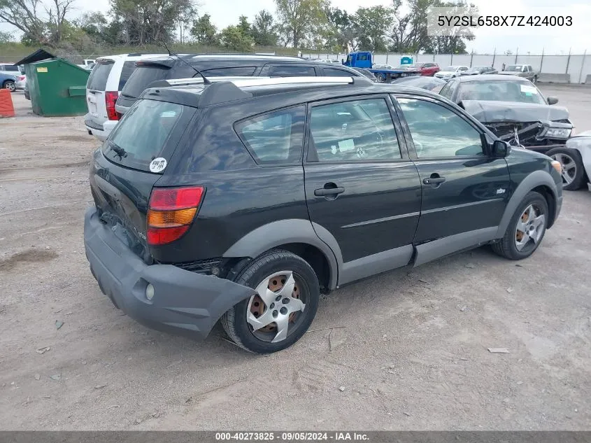 2007 Pontiac Vibe VIN: 5Y2SL658X7Z424003 Lot: 40273825