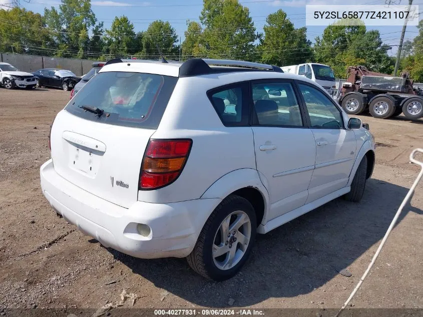 2007 Pontiac Vibe VIN: 5Y2SL65877Z421107 Lot: 40277931