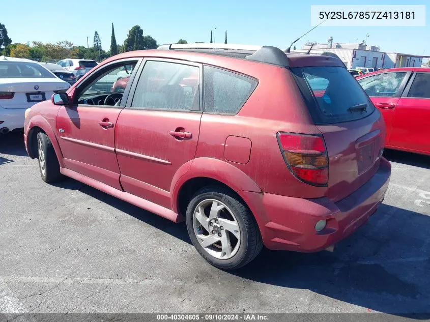 2007 Pontiac Vibe VIN: 5Y2SL67857Z413181 Lot: 40304605