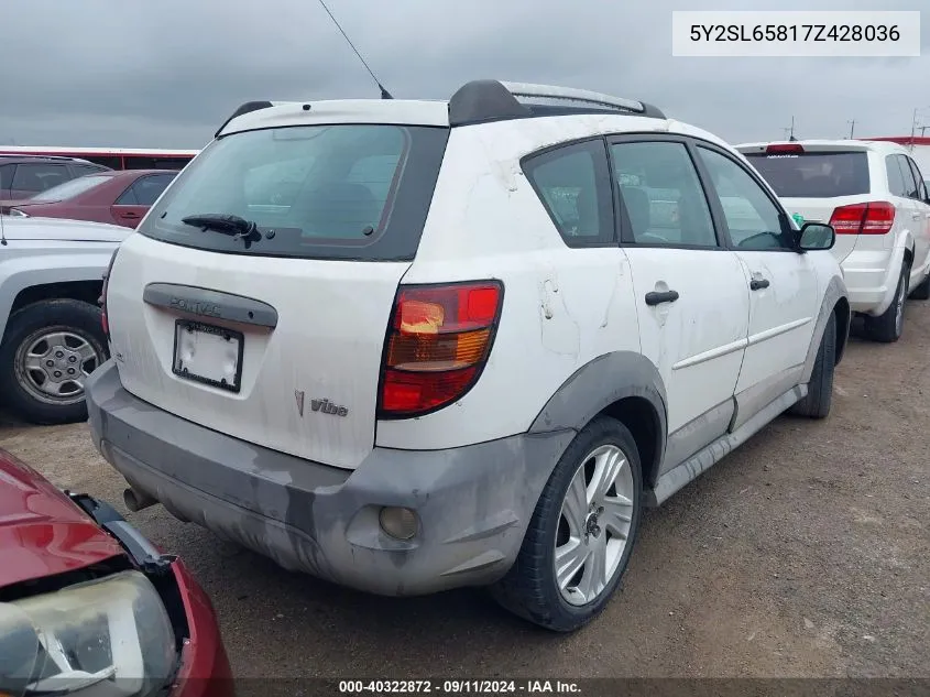 2007 Pontiac Vibe VIN: 5Y2SL65817Z428036 Lot: 40322872