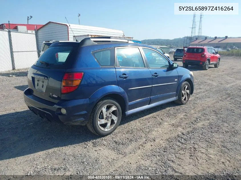 2007 Pontiac Vibe VIN: 5Y2SL65897Z416264 Lot: 40330101