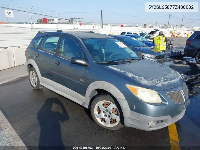 2007 Pontiac Vibe VIN: 5Y2SL65877Z400032 Lot: 40498763