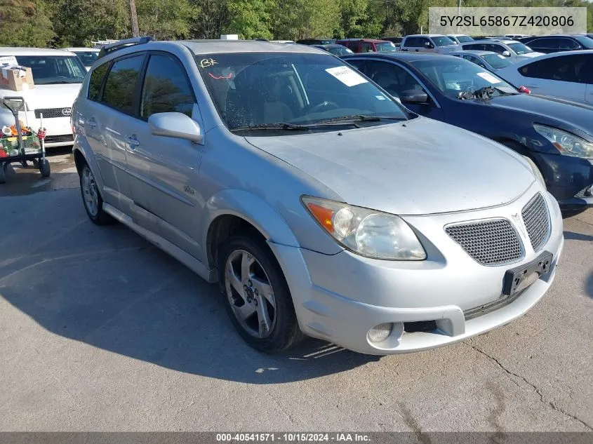 2007 Pontiac Vibe VIN: 5Y2SL65867Z420806 Lot: 40541571