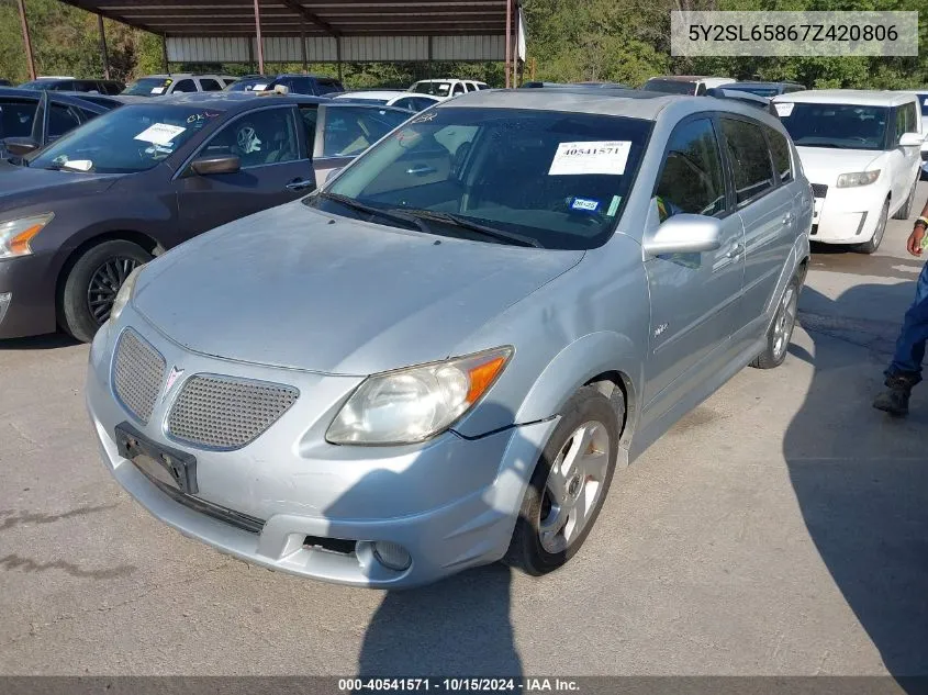 2007 Pontiac Vibe VIN: 5Y2SL65867Z420806 Lot: 40541571