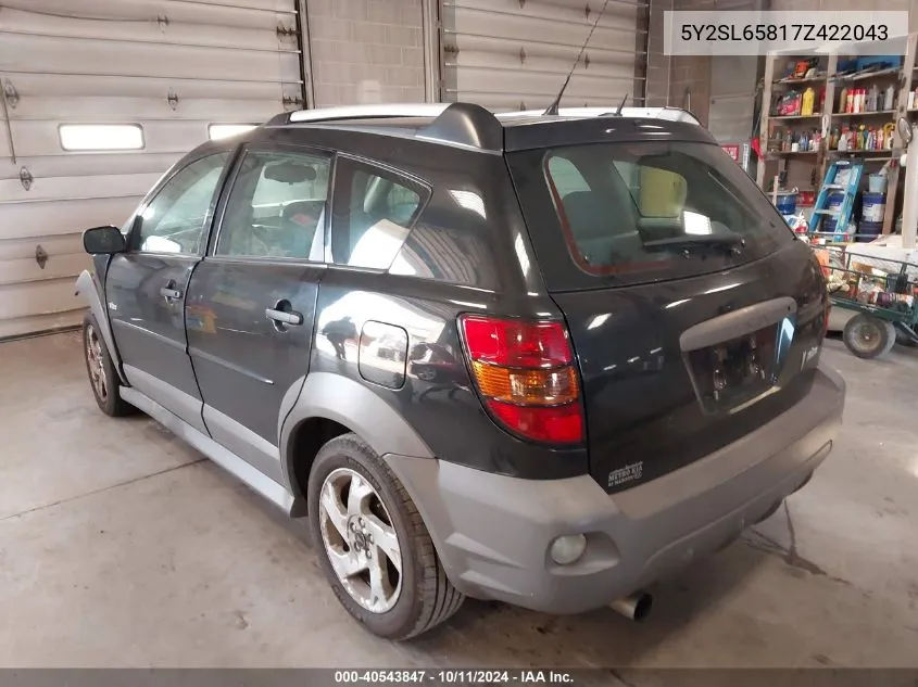 2007 Pontiac Vibe VIN: 5Y2SL65817Z422043 Lot: 40543847