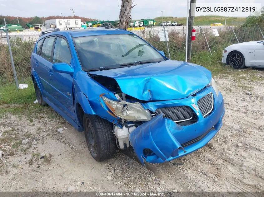 2007 Pontiac Vibe VIN: 5Y2SL65887Z412819 Lot: 40617484