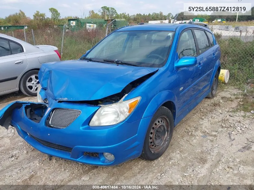 2007 Pontiac Vibe VIN: 5Y2SL65887Z412819 Lot: 40617484