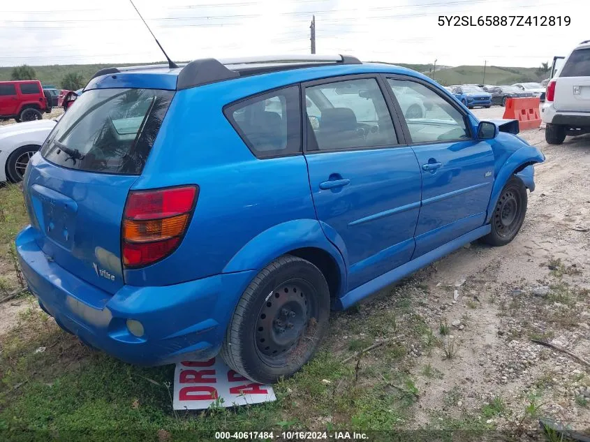 2007 Pontiac Vibe VIN: 5Y2SL65887Z412819 Lot: 40617484