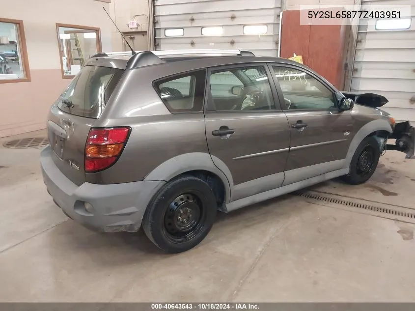 2007 Pontiac Vibe VIN: 5Y2SL65877Z403951 Lot: 40643543