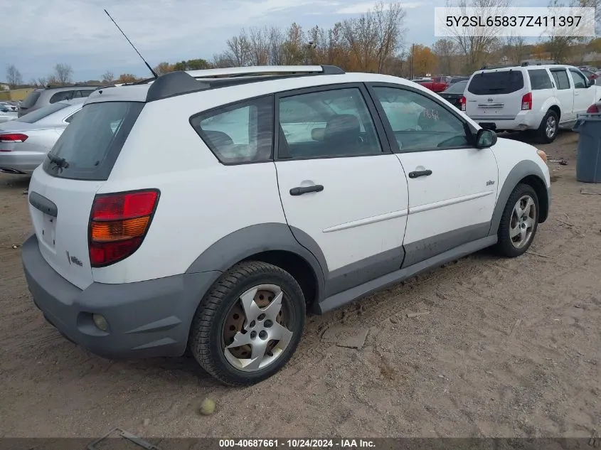 2007 Pontiac Vibe VIN: 5Y2SL65837Z411397 Lot: 40687661